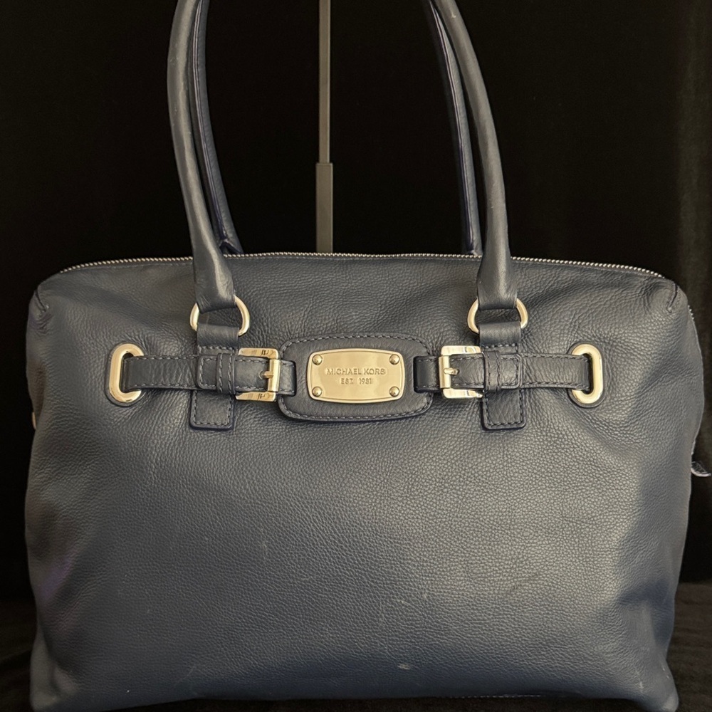 Michael Kors Navy Leather Satchel